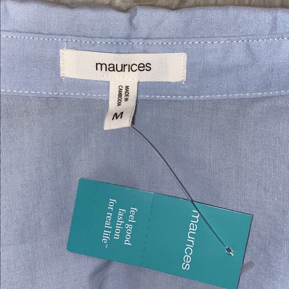 Sold* Maurices Blue & White Striped Button Down Cropped Top - Picture 6 of 7